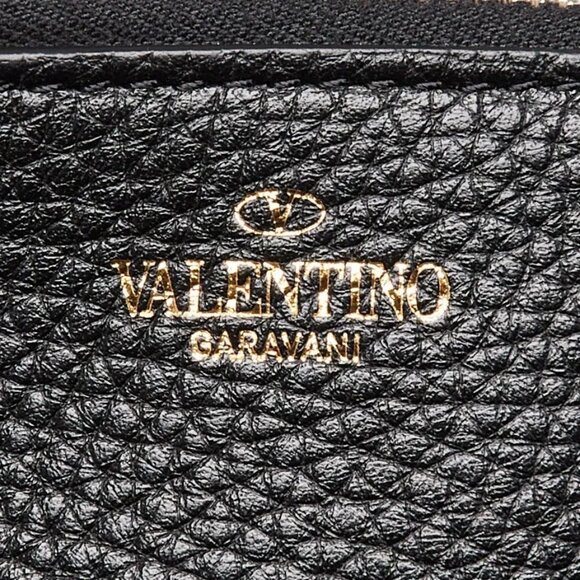 Valentino Black Pebbled Leather Large Rockstud Flat Pouch Bag - Picture 7 of 9